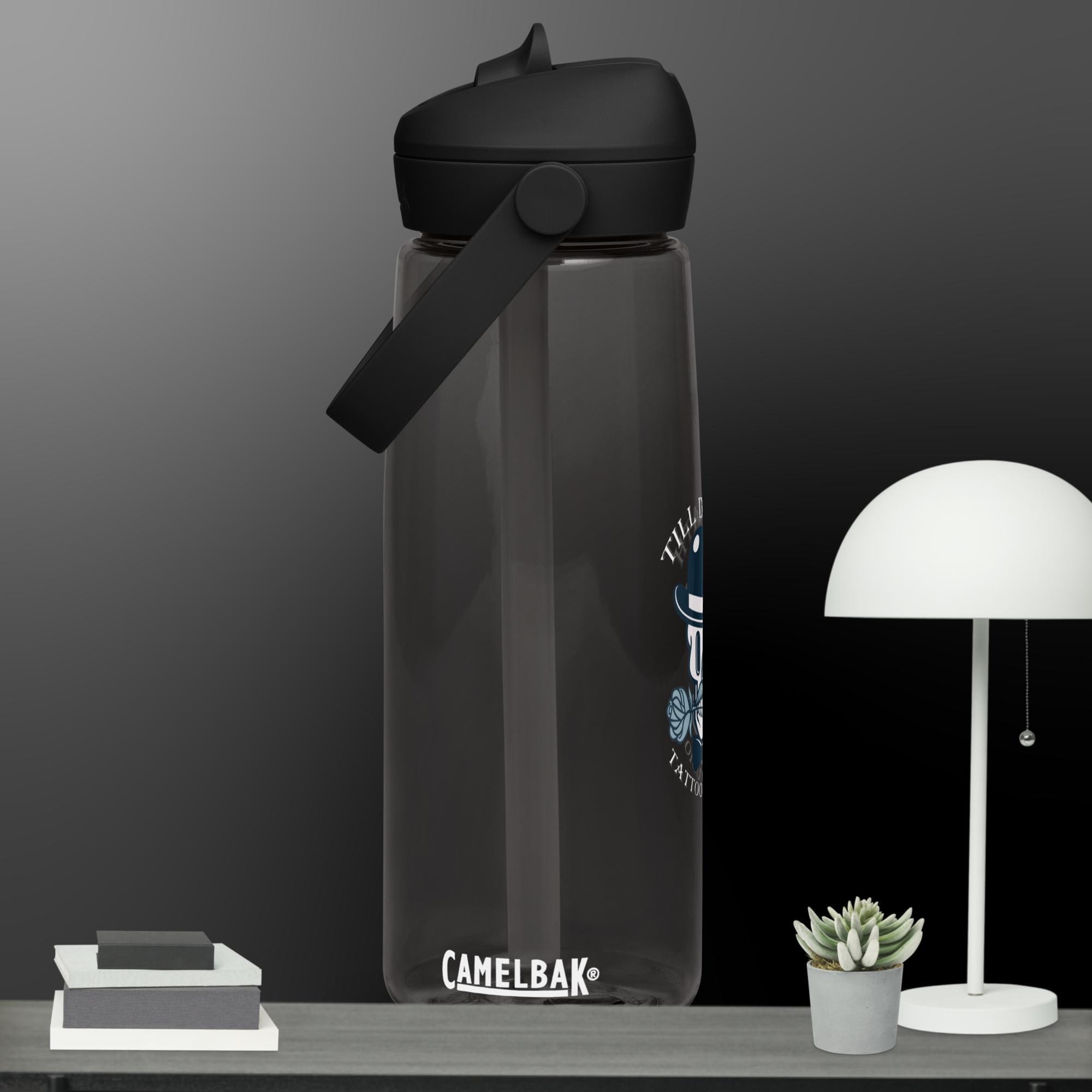 Flip straw water bottle